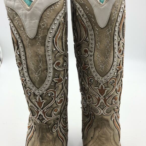 Corral Womens Overlay & Embroidered & Studs & Crystals Boots Size 7 M - Picture 8 of 14